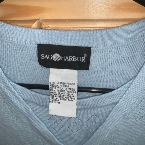 Sag Harbor baby blue double layer style cardigan sweater size M - Picture 3 of 3